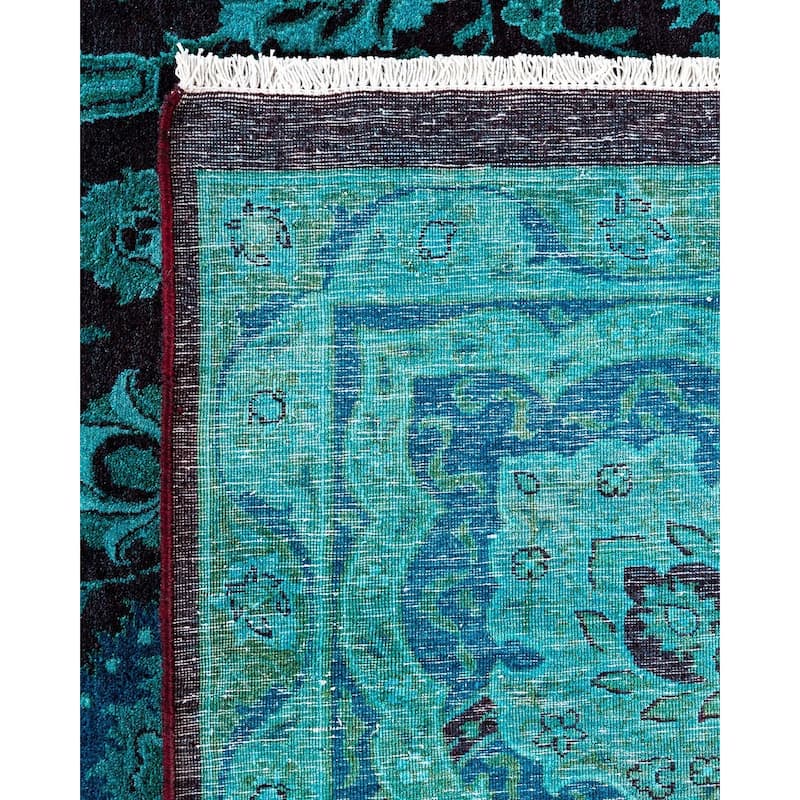 Fine Vibrance, One-of-a-Kind Hand-Knotted Area Rug - Green, 9' 3" x 12' 2" - 9' 3" x 12' 2"