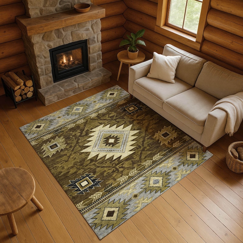 Premium Washable Super Soft Global Inspirations Mayfield Rug - Brown - 9' x 12'