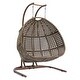 preview thumbnail 5 of 4, Wicker Hanging Double-Seat Swing Chair with Stand and Cushion