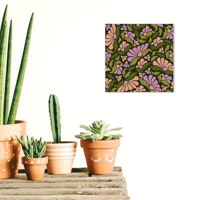 Wynwood Studio Canvas Floral and Botanical Garden Bed Black and Army Green Modern & Contemporary Wall Art Canvas Print