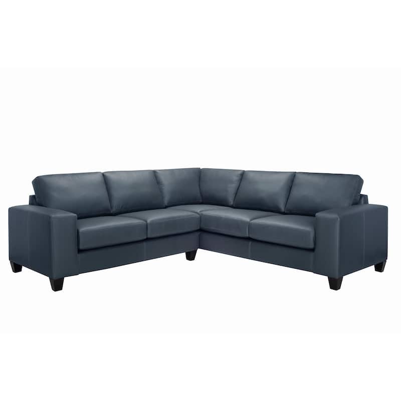 Paulina Top-grain Italian Leather Sectional Sofa - Blue