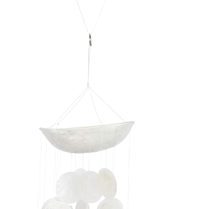 Capiz Shell Waterfall Windchime - White, Purple, Blue - Roche River Decor