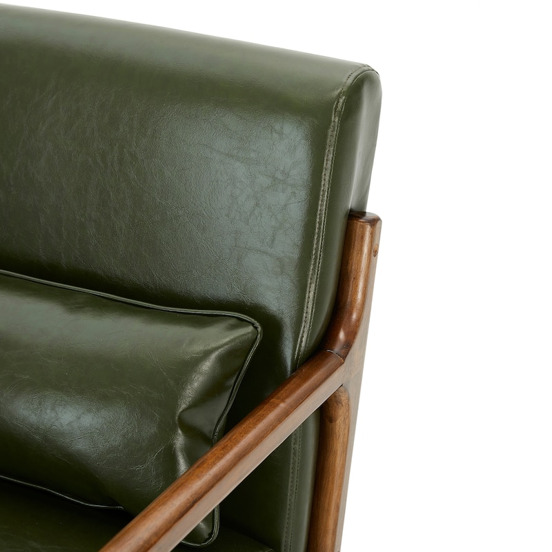 Glitzhome Set of 2 30.75"H Mid-Century Modern PU Leather Accent Chairs with Cushion - 25.75"W x 33.75"D x 30.75"H