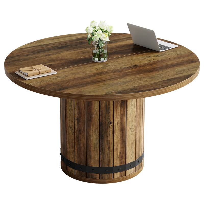 Farmhouse Round Conference Table, Office Seminar Meeting Boardroom Desk