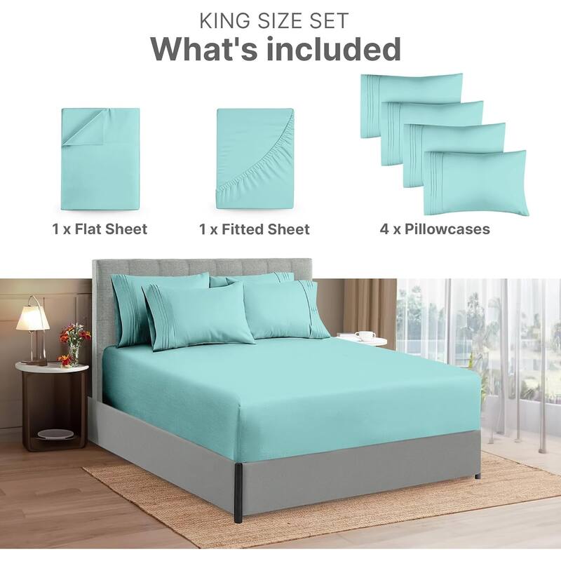 CGK Linens 6 Piece Extra Deep Pocket Microfiber Hotel Luxury Bed Sheets Set