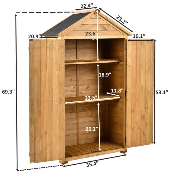 Outdoor Wood Lean-to Storage Shed Tool Organizer with Waterproof ...