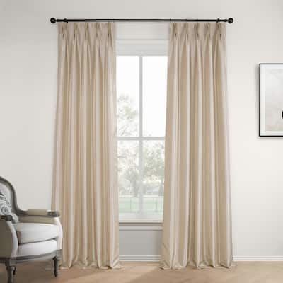 Exclusive Fabrics Faux Silk Taffeta French Pleated Blackout Curtains for Bedroom & Living Room Curtains Single Panel