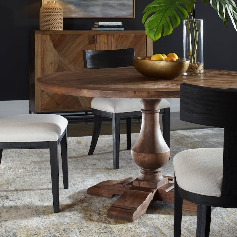 Uttermost Stratford Wood Round Dining Table - 54"W x 30"H x 54"D