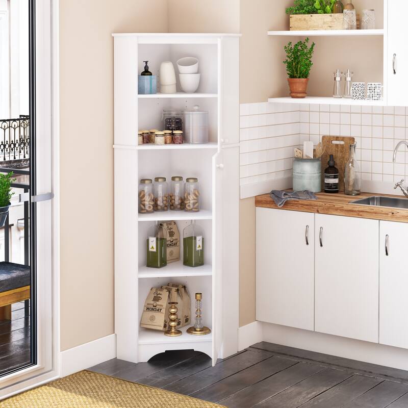 Prepac Elite Winslow Tall 2-Door Corner Storage Cabinet - 29.25"w x 72"h x 18.75"d