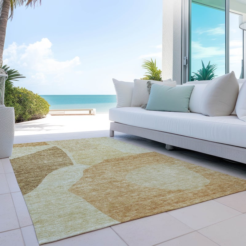 Machine Washable Indoor/ Outdoor Chantille Modern Abstract Rug