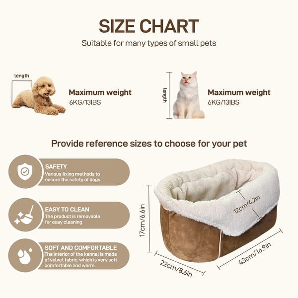 WOWMAX Small Dog Car Seat for Center Console Pet Booster Seat for Car Cat Carrier
