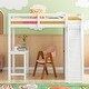 preview thumbnail 2 of 9, Twin Size Storage Loft Bed with Wardrobe, Wooden Bed with Desk, Kid's Bed with Ladder and Guardrail for Bedroom, White