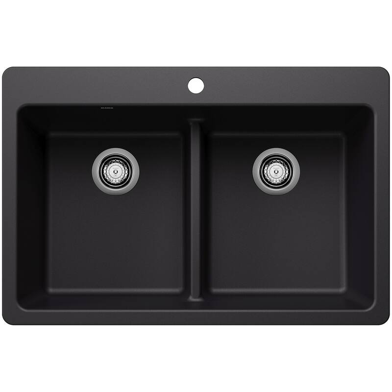 Blanco 443205 Liven 33" Drop-In/Undermount 50/50 Double Basin - Coal Black