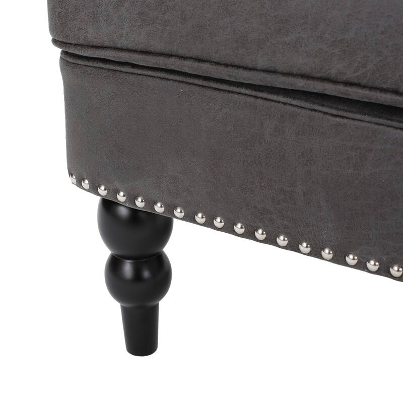 Modern 28" Upholstered Button Tufted Club Chair with Nailheads and Birch Wood Legs