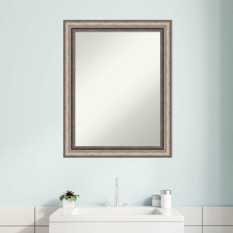Non-Beveled Bathroom Wall Mirror - Lyla Ornate Silver Frame