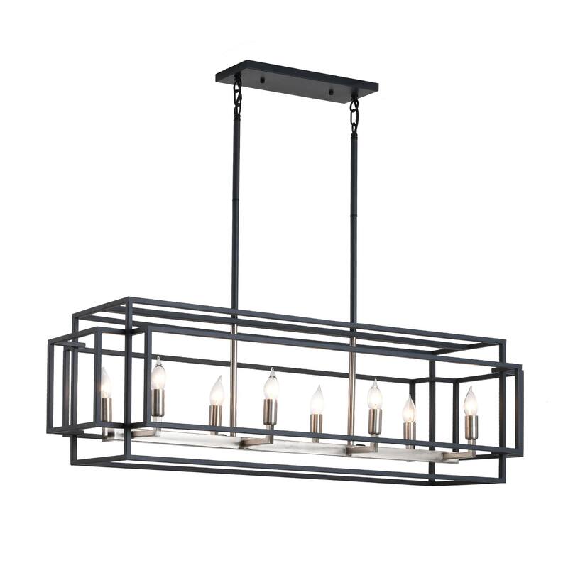 Modern Farmhouse 8-light 42In Rectangle Linear Chandelier for Dining Room