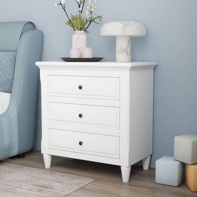 3 Drawer Nightstand Storage Wooden Chest