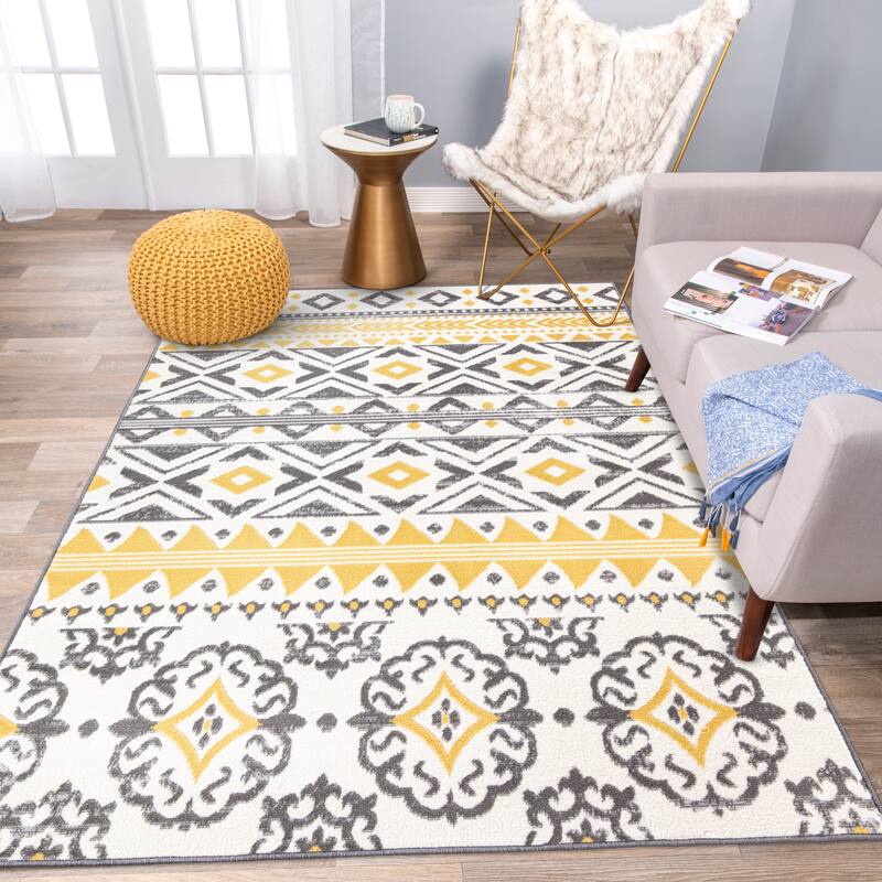 World Rug Gallery Distressed Boho Geometric Area Rug