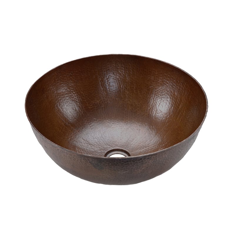 13-in Small Round Vessel Hammered Copper Sink (VR13BDB)
