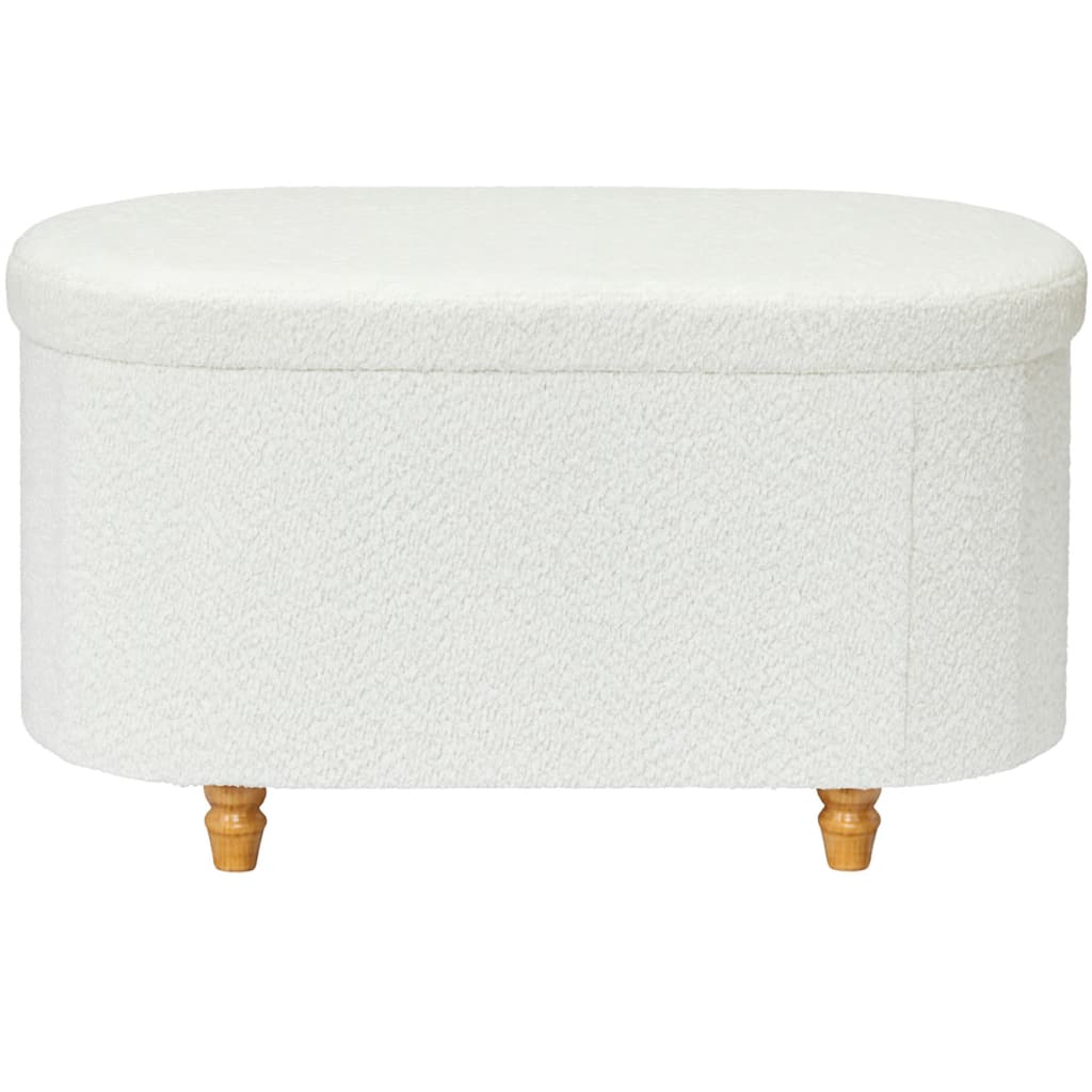 Ivory Boucle Storage Ottoman Bench with Hidden Storage and Seat Top