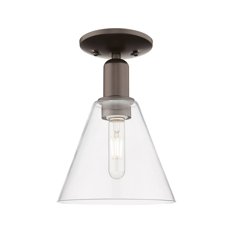 Innovations Lighting Endless Possibilities Arcadia - Berkshire Glass - 1 Light 8" Semi-Flush Mount - Clear/Oil Rubbed Bronze