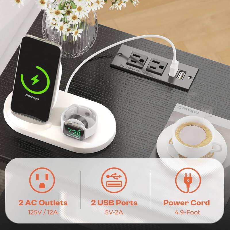 Nightstand Set of 2 Or 1 with Charging Station and USB Ports, Storage End Table with Fabric Drawer, Night Stand for Small Spaces