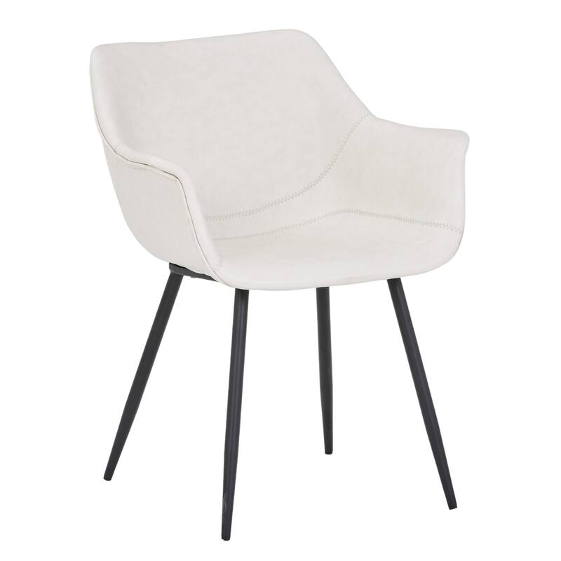 Markley Mid-Century Modern Vegan Leather Dining Chair - Waterproof Kitchen Side Chair with Matte Black Metal Legs - Cream