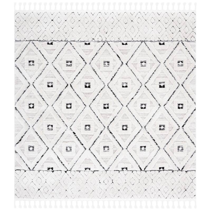 SAFAVIEH Handmade Marrakech Mayu Traditional Rug - 6'7" Square - Ivory/Grey