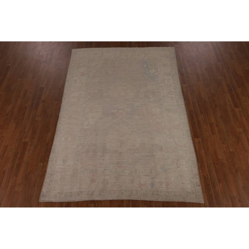 Earth Tone Oushak Vegetable Dye Area Rug Handmade Wool Carpet - 6'0"x 9'0"
