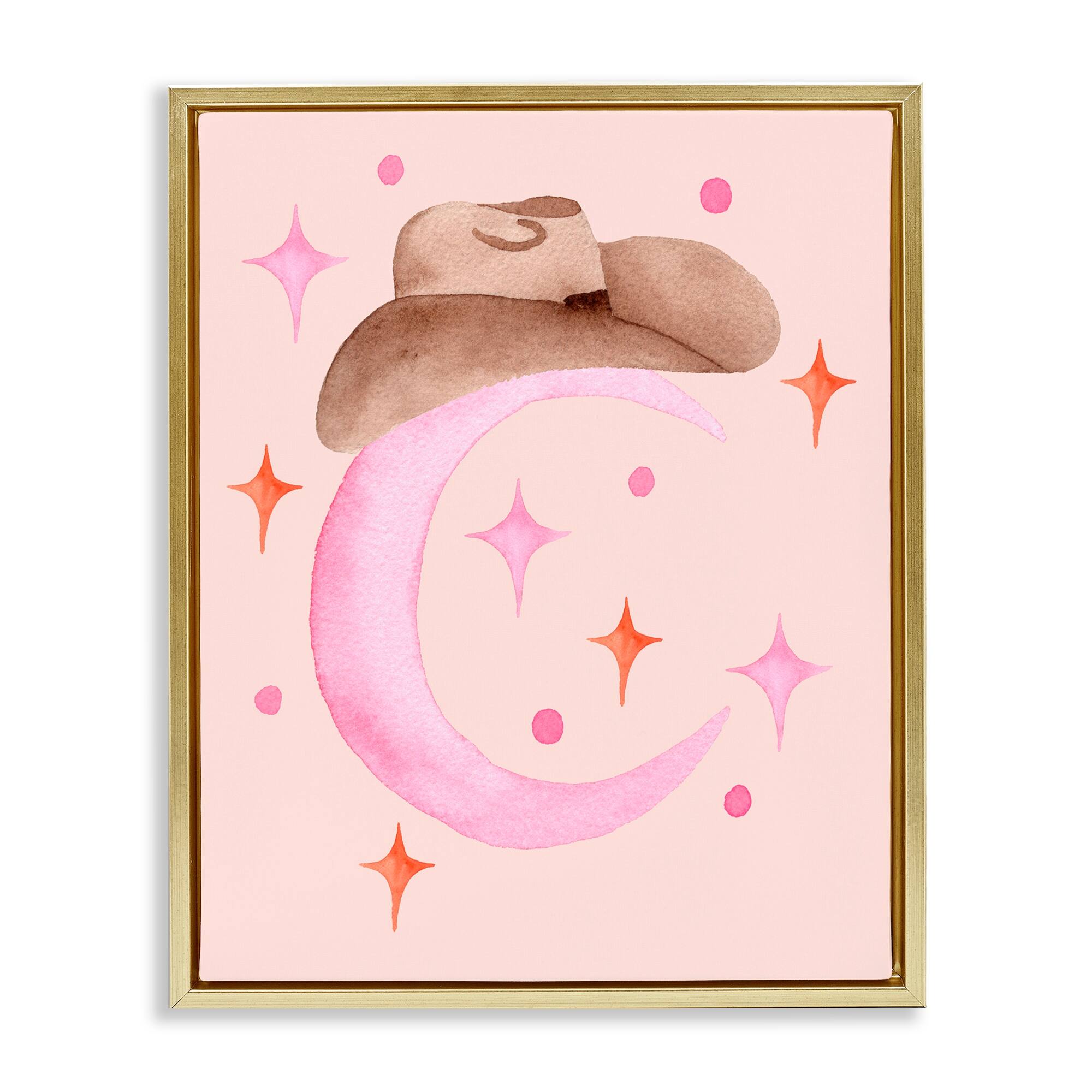 Stupell Moon Cowgirl Hat Framed Floater Canvas Wall Art Design By Nina Jacobs