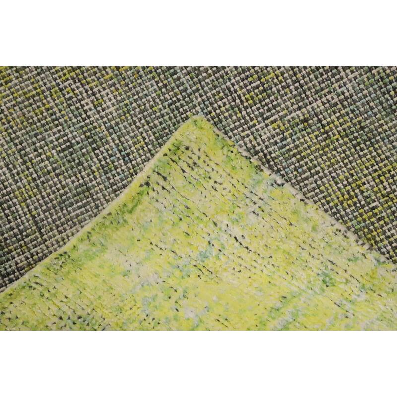 Hand Knotted Oriental Viscose Silk Carpet Modern Abstract Green Abstract Area Rug - 8' 5'' X 6' 9''