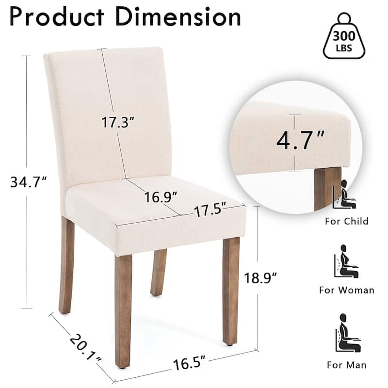 Upholstered Dining Chairs Set of 4, Armless Kitchen Chairs
