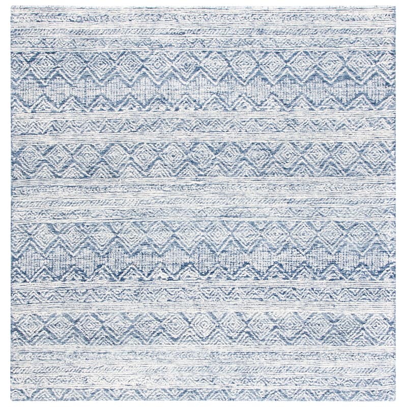 SAFAVIEH Handmade Abstract Mariaana Modern Wool Rug - 6' Square - Blue/Ivory