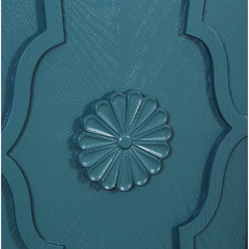 63 in Carved Flower Door Large Storage Cabinet