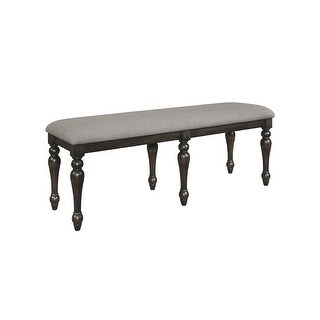 52 Inch Bench With Classic Wood Frame and Grey Cushioned Fabric ...