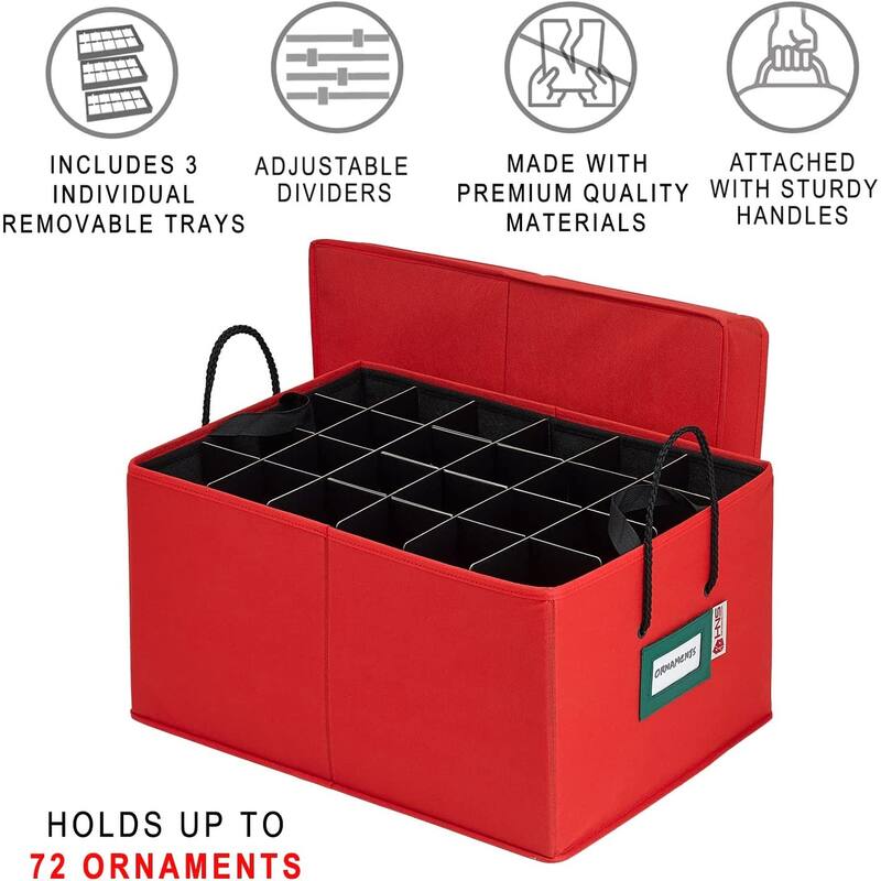 HOLDN’ STORAGE Underbed Christmas Ornament Storage Container Box with Dividers