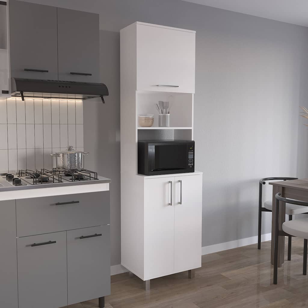 Bombona 80" High Double Cabinet Kitchen Pantry, Storage Cabinet, with Six Shelves for Kitchen, Garage White