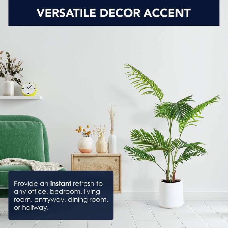 American Art Decor Artificial Faux Tree in White Tapered Ceramic Pot