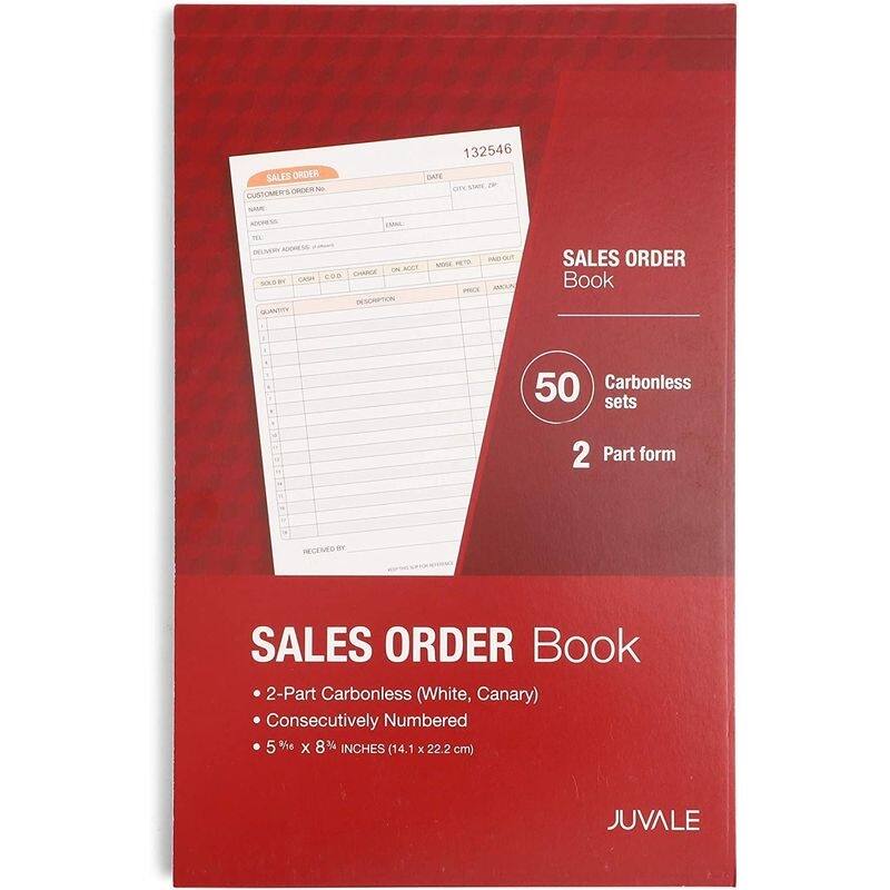 Juvale Pack of 3 Sales Order Book, 50-Set Carbonless Invoice per Book, 2 Part Form