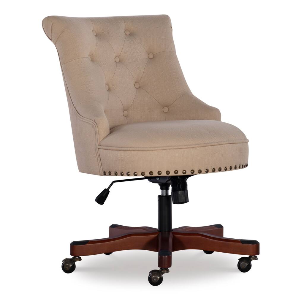 Tufted Plush Office Chair - 39" - Beige and Brown