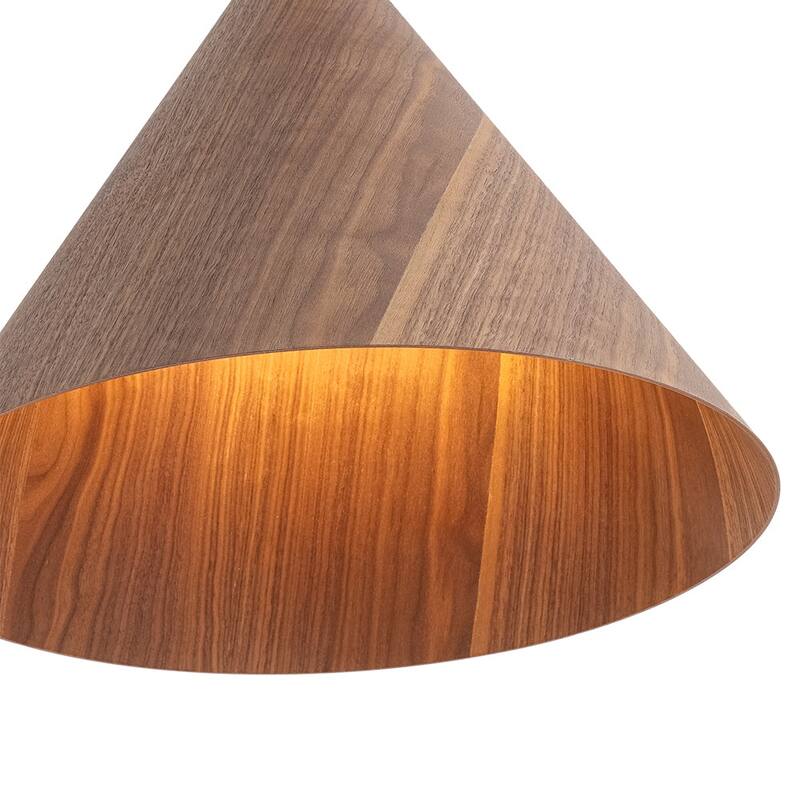Modern Natural 1-Light Cone-Shaped Wood Grain Pendant - 17.7in