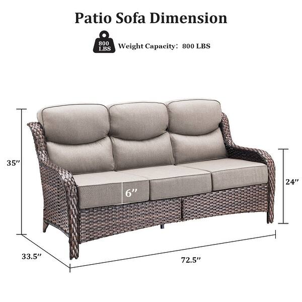 dimension image slide 21 of 36, Outdoor Sofa with 6-Inch Thick Cushions Furniture for Porch