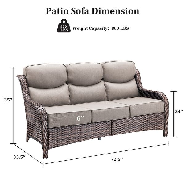 dimension image slide 14 of 68, Outdoor Patio Sofa Swivel Chair with 6-Inch Thick Cushions Set
