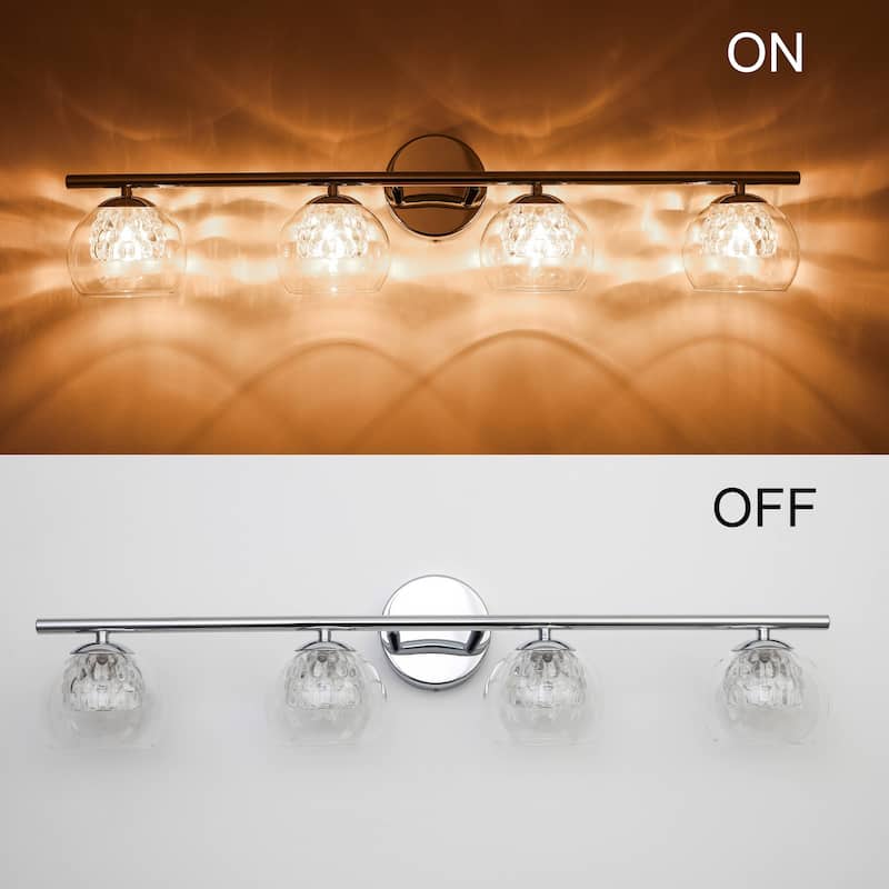 4 Lights Modern Bathroom Crystal Glass Vanity Wall Sconce