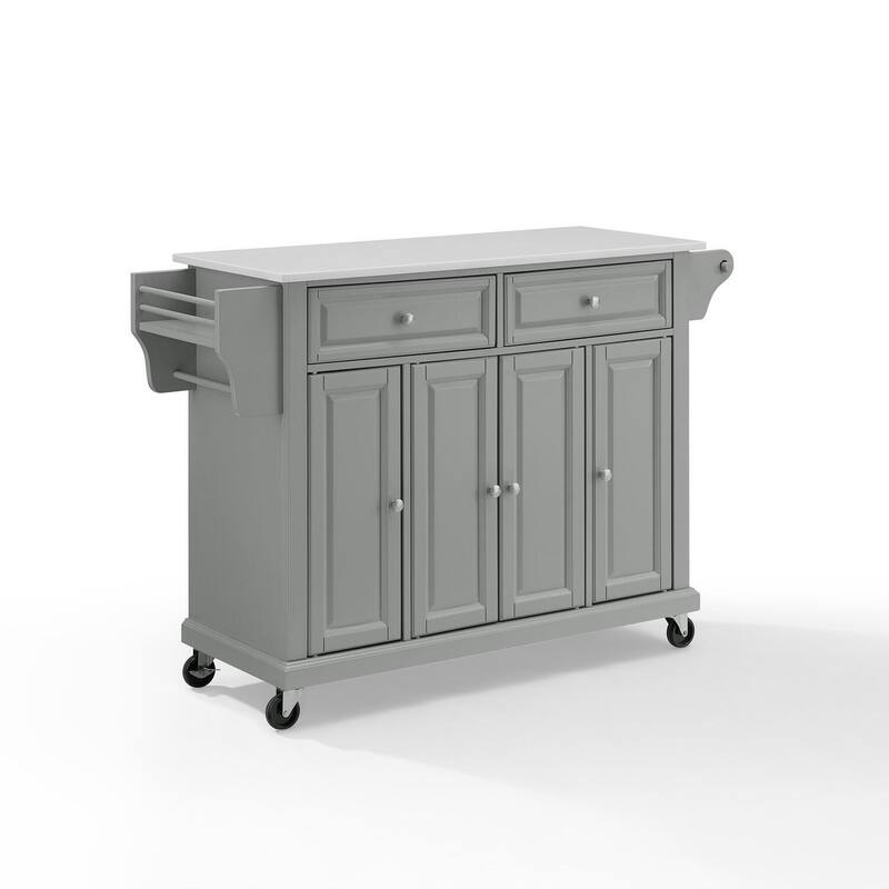 Kitchen Cart with Granite Top & Wheels - Mobile Storage Island, Tiered Shelving, Modern Design