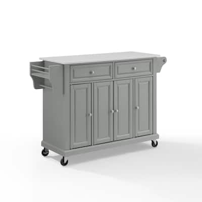 Kitchen Cart with Granite Top & Wheels - Mobile Storage Island, Tiered Shelving, Modern Design