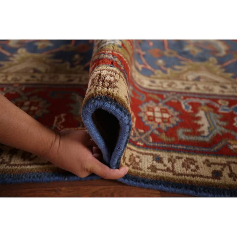 Blue Oushak Oriental Large Area Rug Handmade Wool Carpet - 7'11" X 15'9"