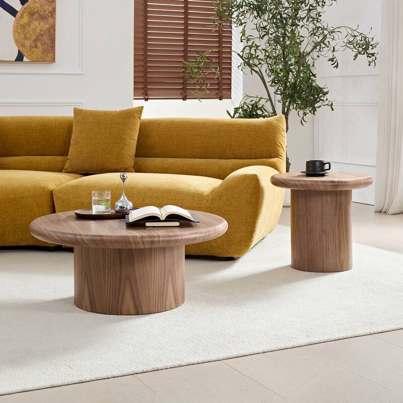 2-Piece Modern Round Coffee Table Set
