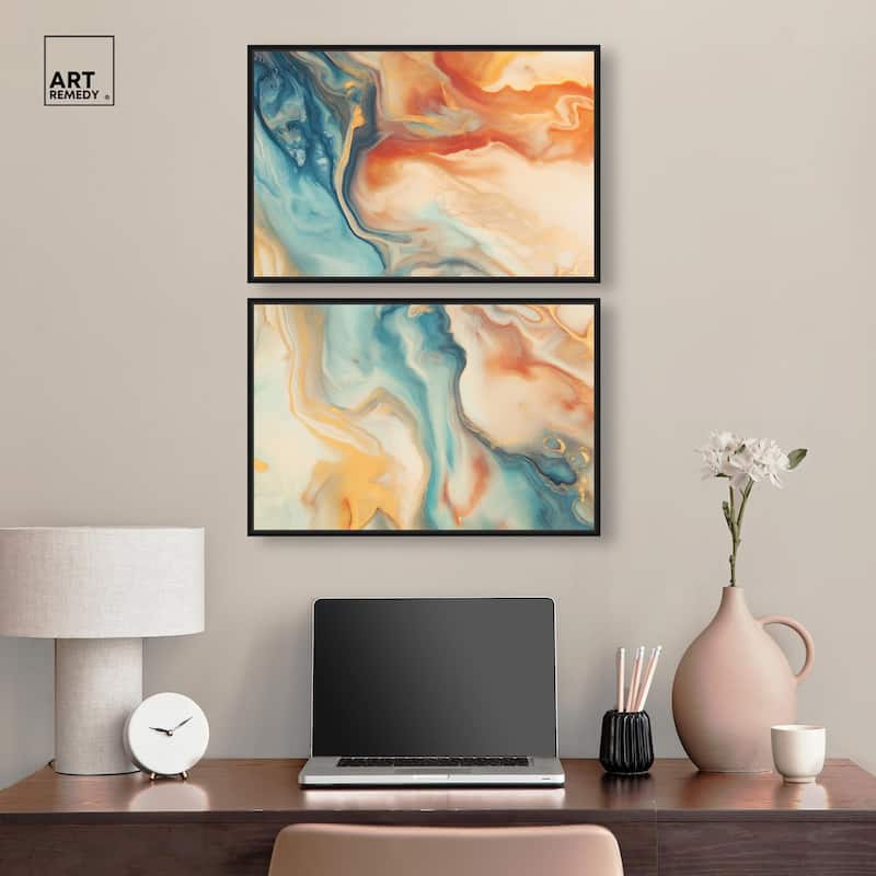 Marbled Sunrise II Canvas Set of 2 by Art Remedy