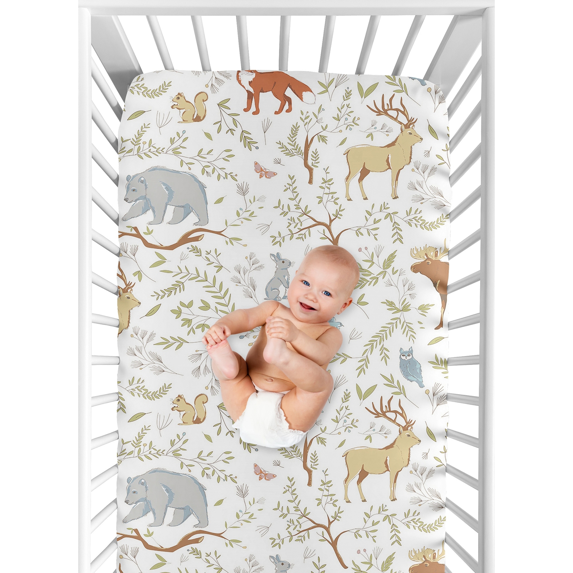 Sweet Jojo Designs Woodland Toile Collection Fitted Crib Sheet